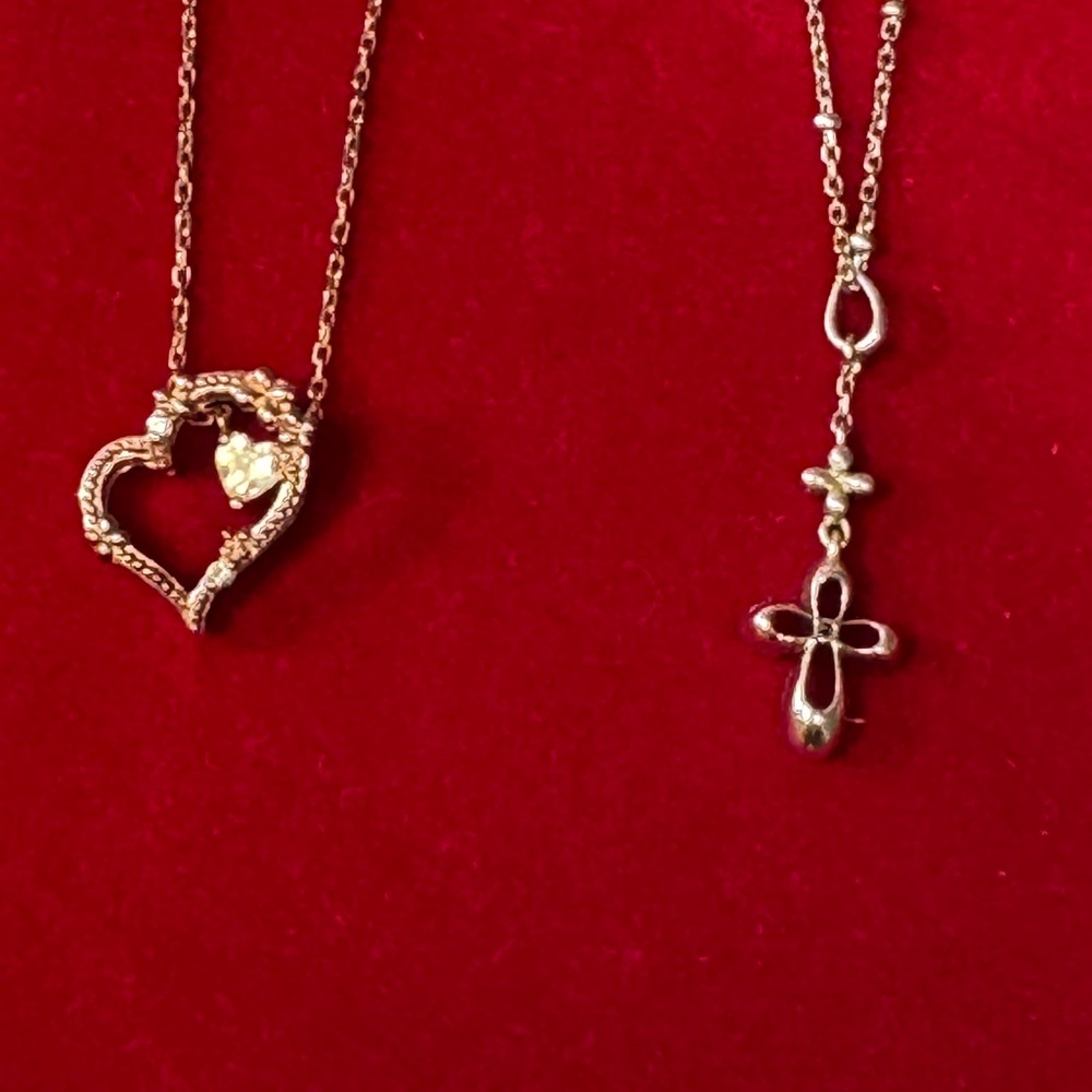 Folli Follei two necklaces Silver and Gold Cross and heart Necklace  925 silver. - Picture 2 of 16
